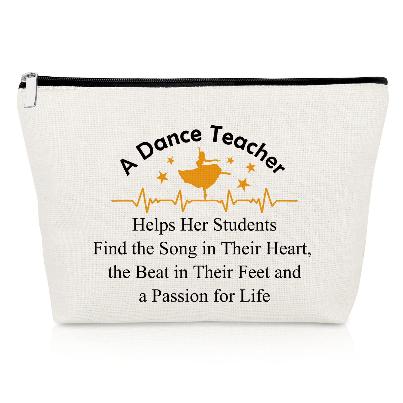 Gevody Dance Teacher Appreciation Gifts Makeup Bag Thank You Dance Teacher Gifts Dance Lover Gift Cosmetic Bag Dance Coach Gifts Dance Gifts for Women