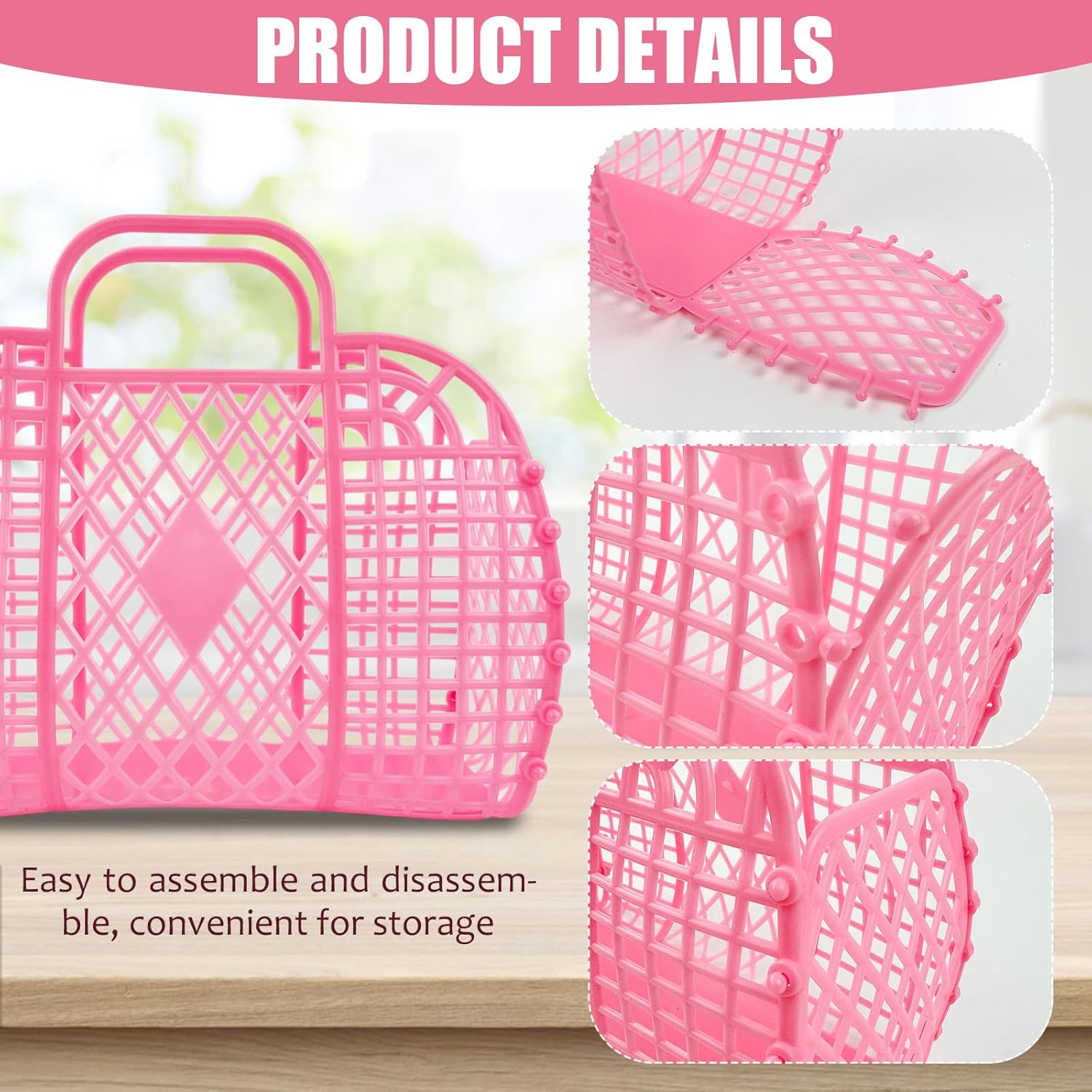 10 PCS Jelly Purse Jelly Basket Beach Bags, Reusable Plastic Jelly Beach Bag Beach Tote Gift Basket - Image 3