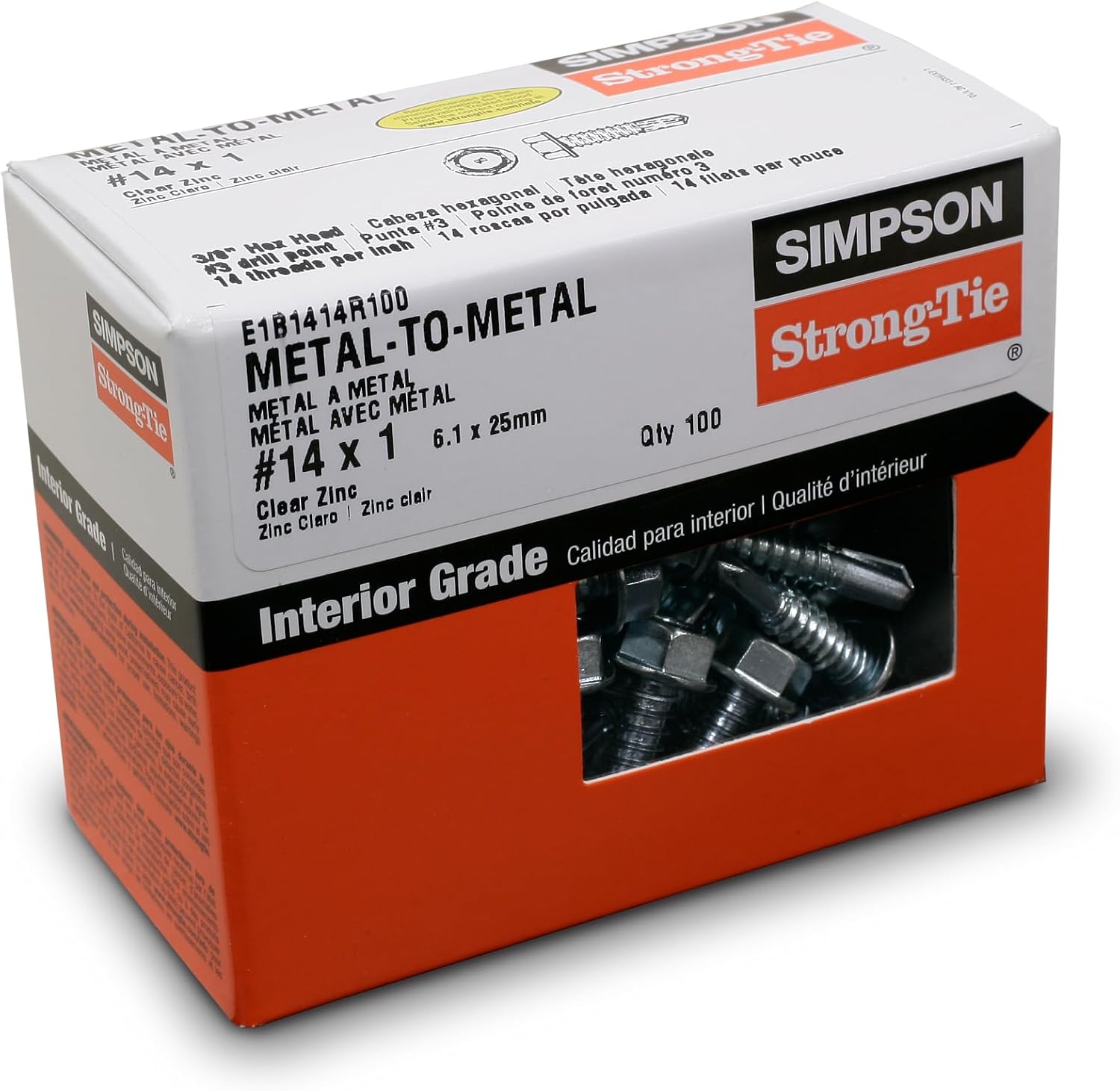 Tornillo metálico autoperforante Simpson Strong-Tie #14 x 1 pulg