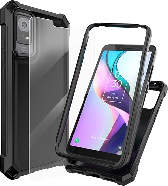 Ailiber for TCL ION X/V Phone Case, Dual Layer, Screen Protector-Black | Air-Guard Corners, Shockproof Flexible TPU Bumper, Slim Hard Back Soft Edge, Scratch-Resistant Military Grade Protective