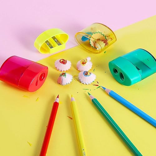 Miniatura 2 de KIDMEN Sacapuntas de 2 agujeros, sacapuntas para niños, sacapuntas de mano, paquete de 24