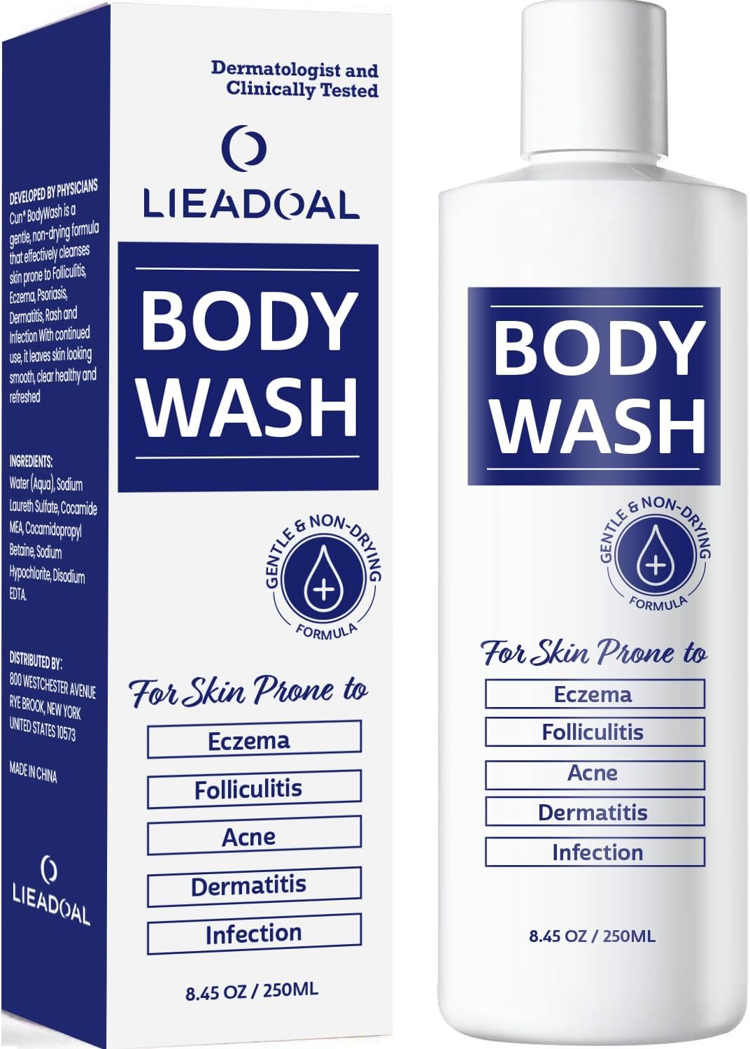 Body Wash for Acne and Eczema: Folliculitis Treatment for Skin Prone to Dermatitis, Tinea Versicolor, Ringworm, Joch Itch & Hidradenitis Suppurativa