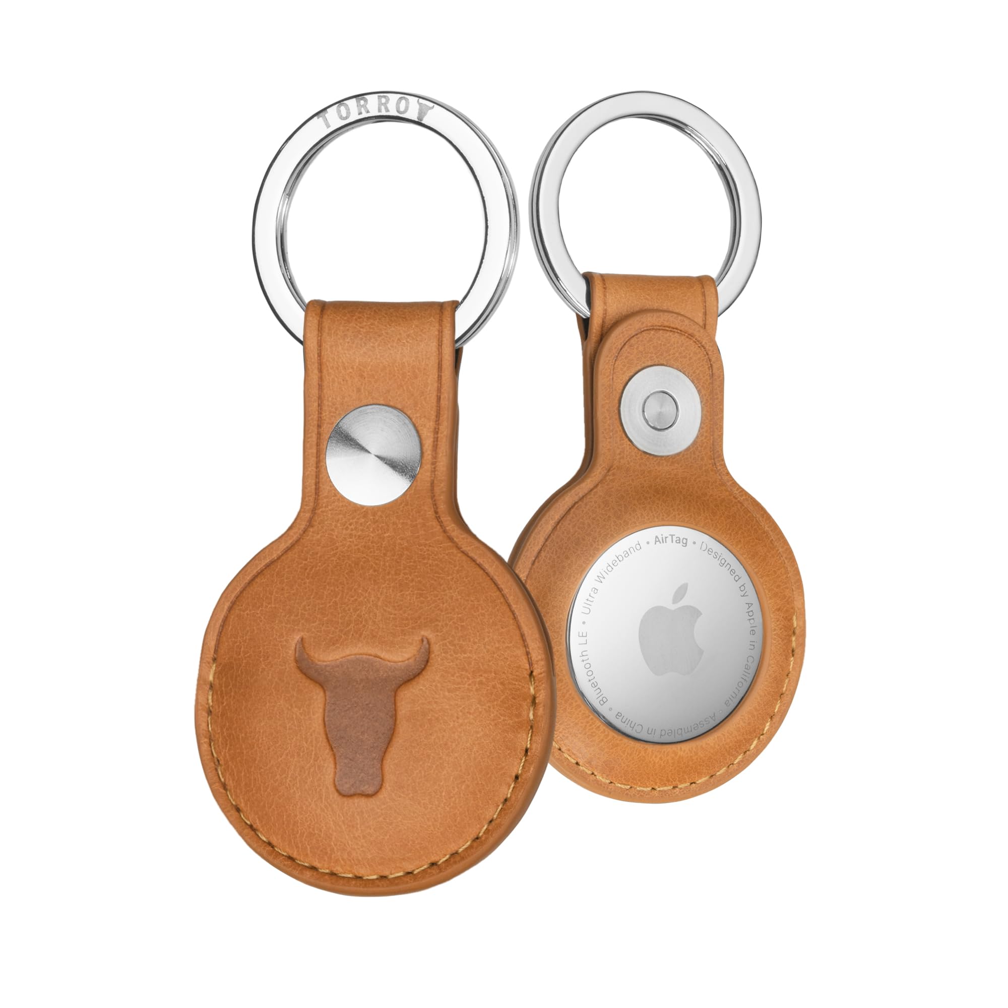 Porte-Clés Orange En Similicuir PU – Forme Fruit Avec Feuille – Compatible AirTag/GPS – Pour Sac, Portefeuille, Clés