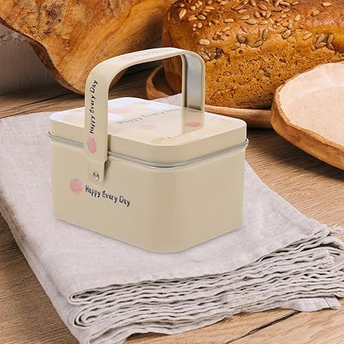 Miniatura 2 de Luxshiny Tarro hermético para galletas, bonita caja de hierro para galletas, cajas de dulces con asas, caja de lata para galletas, contenedor vacío