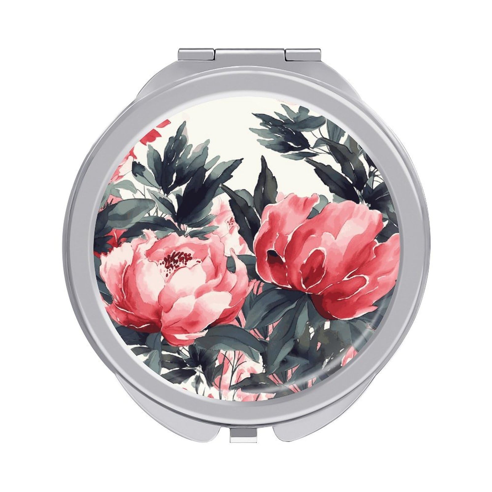 FekiLoot Peonies Spring Travel Makeup Mirror 2 X /1 X Magnifying Slim Pocket Mirrors Compact for Purse Travel Makeup Mirrors for Pocket, Handbag, Purse Women Gift