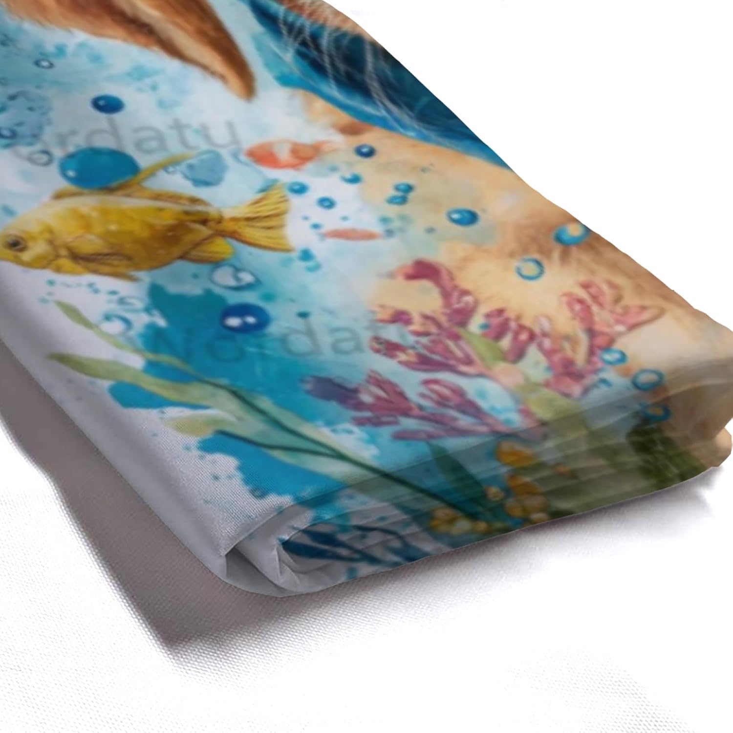 Funny Golden Retriever Shower Curtain Teal Blue Sea Ocean Waterproof Fabric Shower Curtains for Bathroom with Animal Starfish Nautical Bathroom Curtain 72x72 Inches