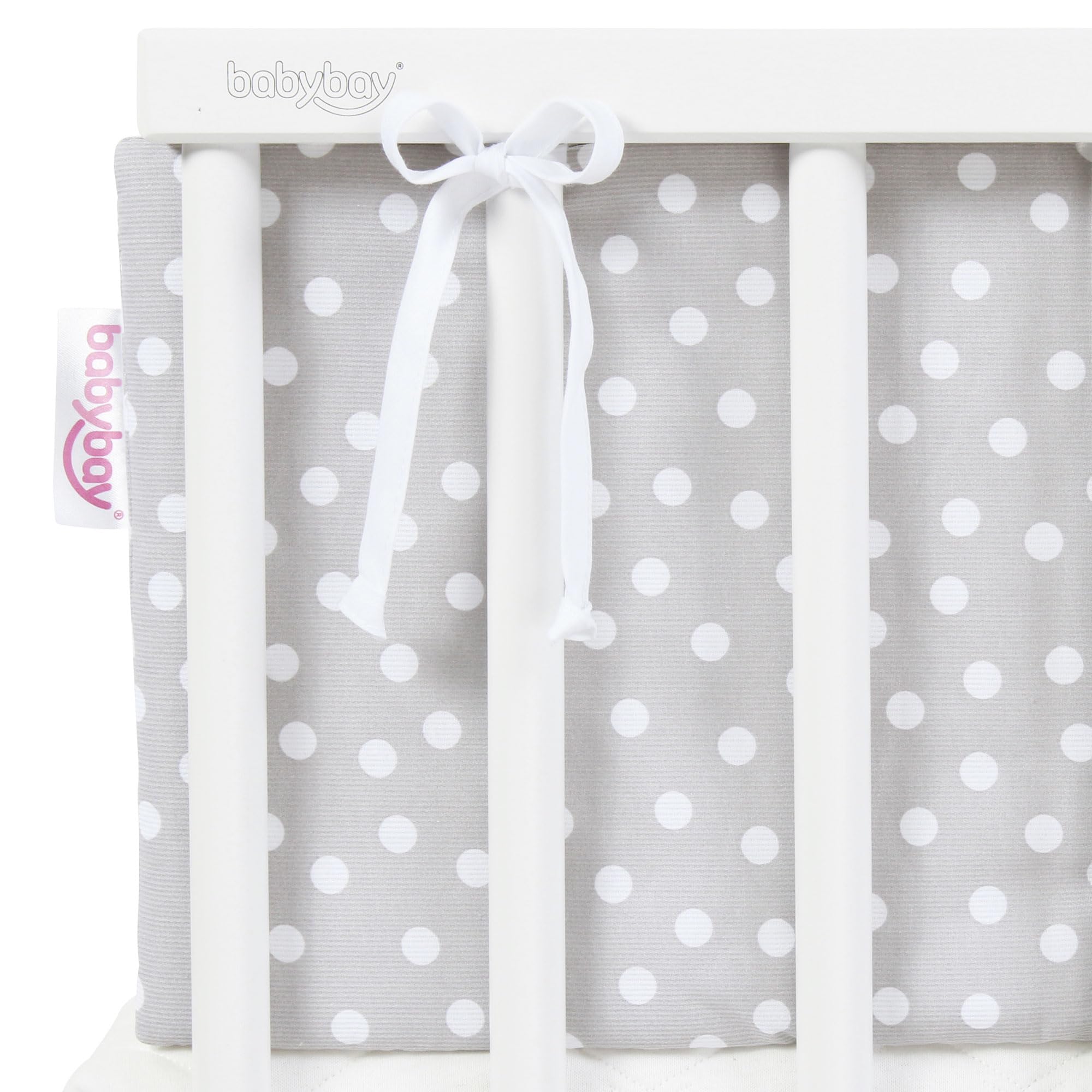 babybay Nestchen Piqué passend für Modell Boxspring XXL, perlgrau Punkte weiß