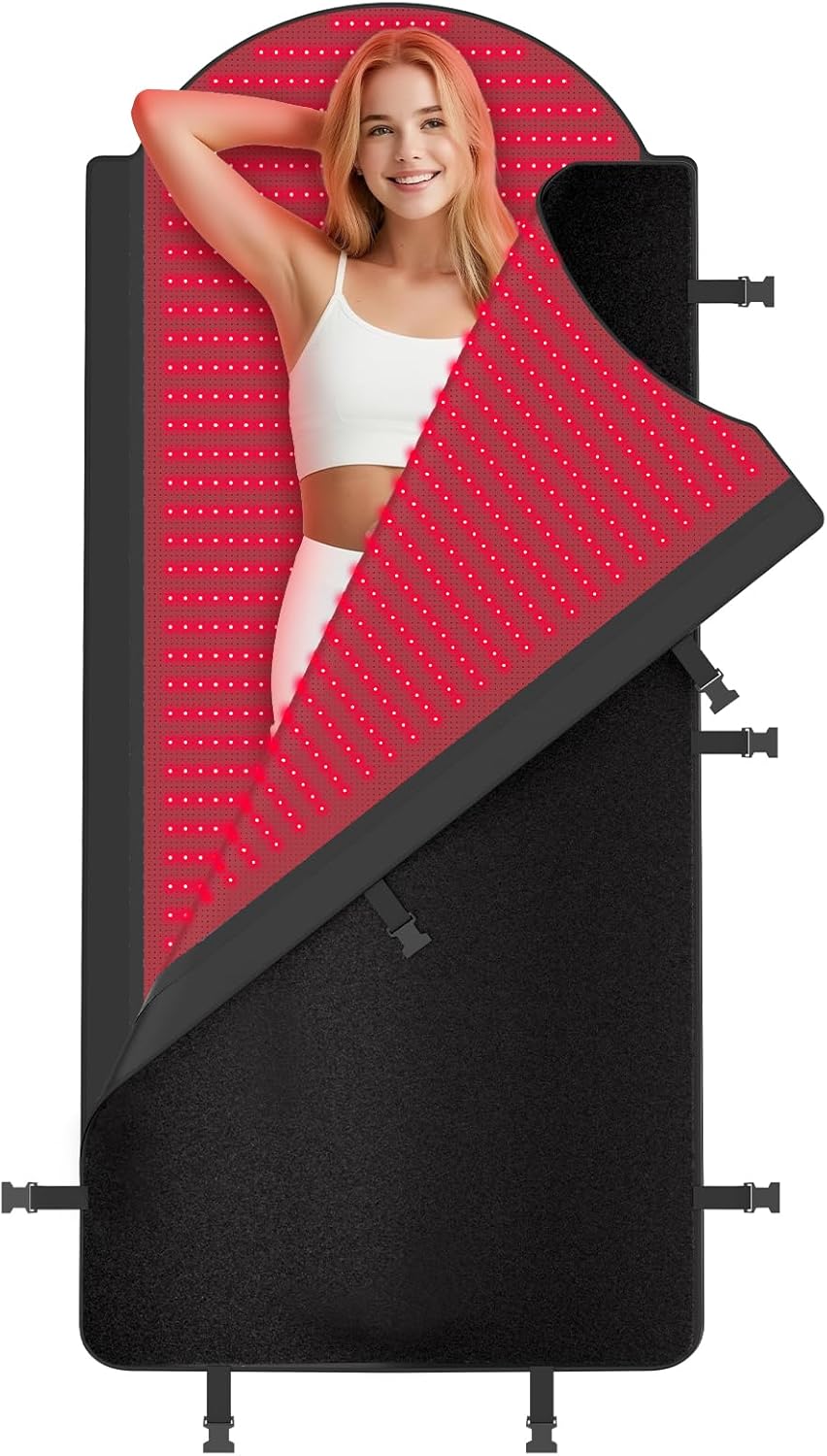W2570 Full Body Red Light Therapy Mat, 71x33 Redlight Therapy Blanket with Premium Leather, 2580 LEDs Dual Wavelength 660nm & 850nm Near Infrared Therapy Bag for Home Use
