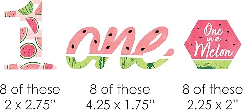 Miniatura 2 de Big Dot of Happiness 1er Cumpleaños Uno en un Melón – Recortes de fiesta de primer cumpleaños con forma de fruta – 24 unidades