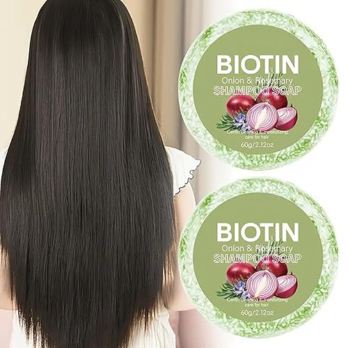 Miniatura 6 de 2 barras de champú de biotina de cebolla y romero para el crecimiento del cabello, barra de champú de biotina de cebolla para pérdida de cabello y