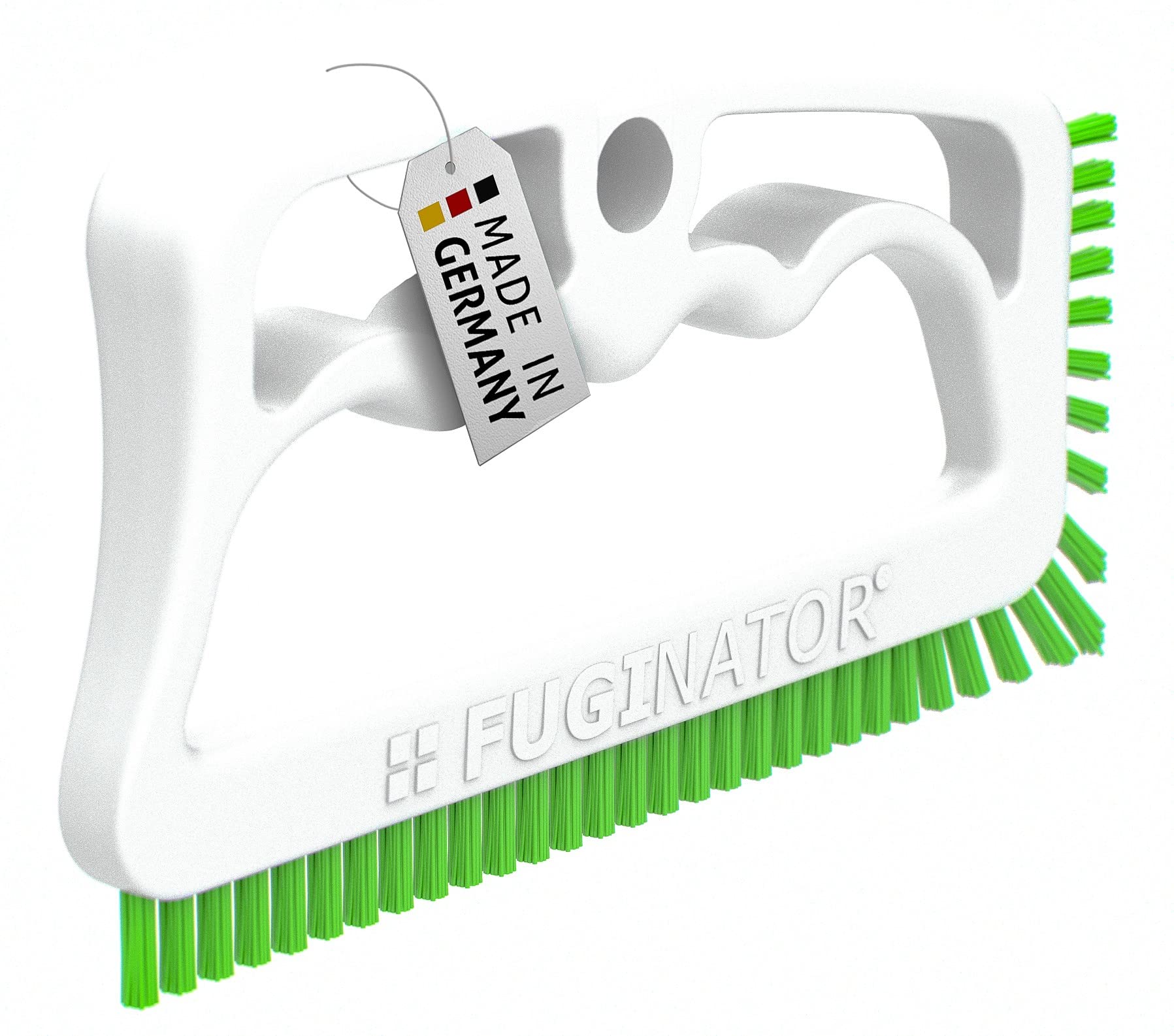Fuginator Scrub Brush for Tile and Grout: Stiff Nylon Bristle Scrubbing Brush - Bathtub and Shower Scrubber for Floor Joints and Tile Seams - Cleaning Brush (White/Green)