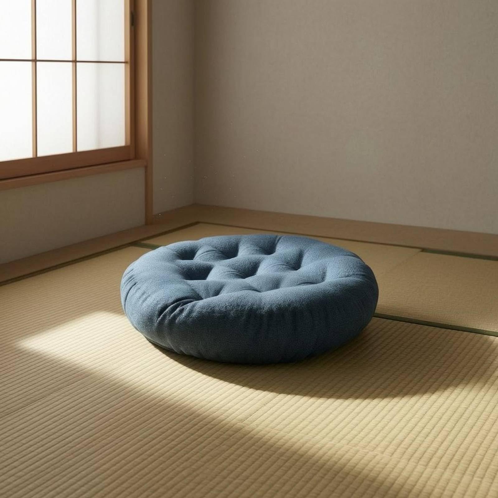 Cuscino Meditazione Rotondo Cuscino Pavimento Seduta Cuscino Tondo Tappetino Meditazione con Imbottitura in Cotone Lino con Trapuntatura Adatto a, Grigio Chiaro