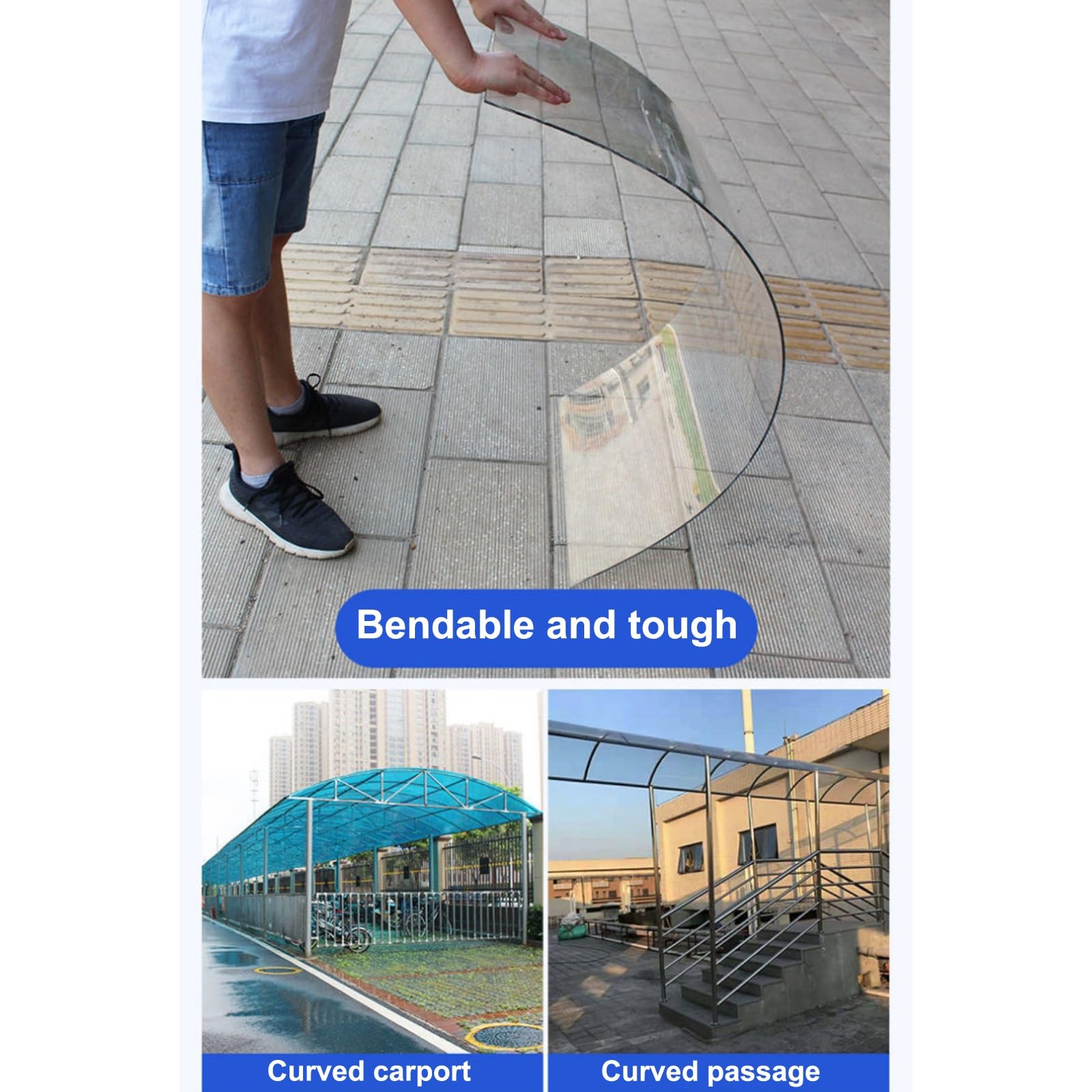 Láminas de policarbonato resistentes para uso en exteriores, paneles transparentes de invernadero, ideales para patios, pérgolas y cobertizos, fácil de cortar (155 x 399 cm)