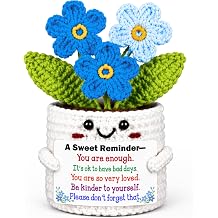 Emotional Inspirational Support for Women - Handmade Forget Me Not Crochet Flower Little Reminder, Positive Encouragement Motivational Birthday Graduation Gifts for Teens Girls Boys Friends