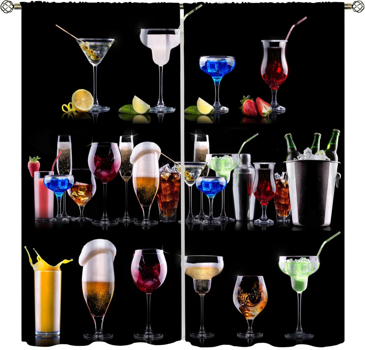 Cortina Opaca para Bebidas De Bar para Dormitorio, con Estampado, para Niños, Niñas, 3D Cortinas Opacas De Microfibra Hipoalergénicas, Cortinas Infantiles Impresas-7107765098216240