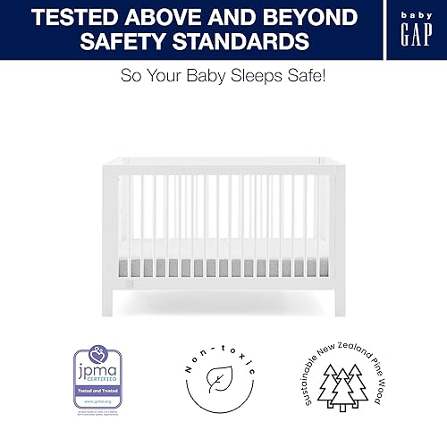 Miniatura 5 de GAP babyGap Charlie - Cuna convertible 6 en 1, certificado Greenguard Gold, color blanco bianca