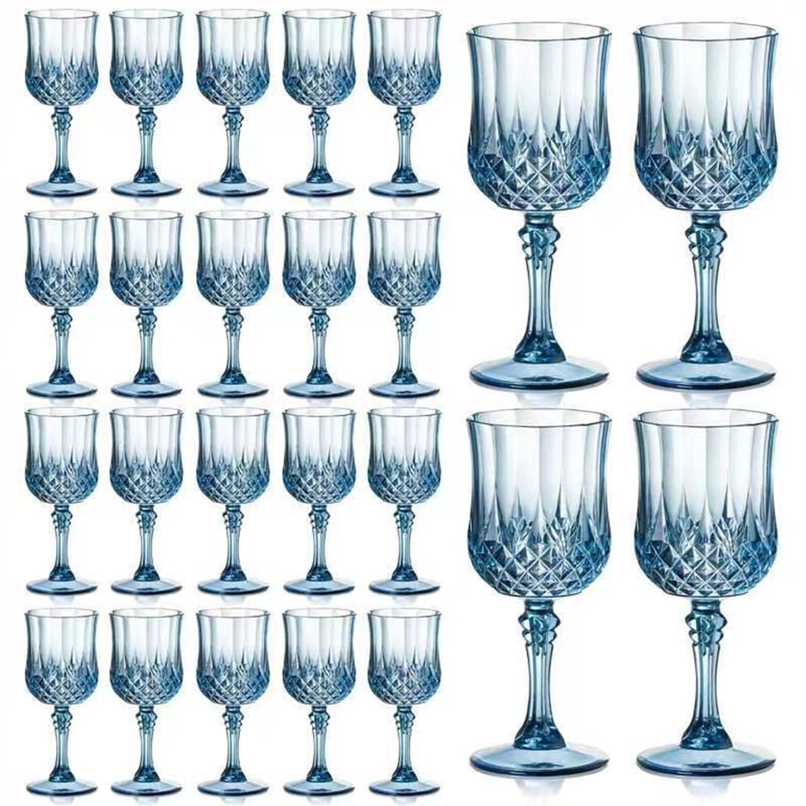 Gobelets de table, collection de 24 pièces en verre gaufré pour les moments de port, hébergement de réception, service de boissons de pique-nique, gobelets en relief, verres à vin, tasses de service