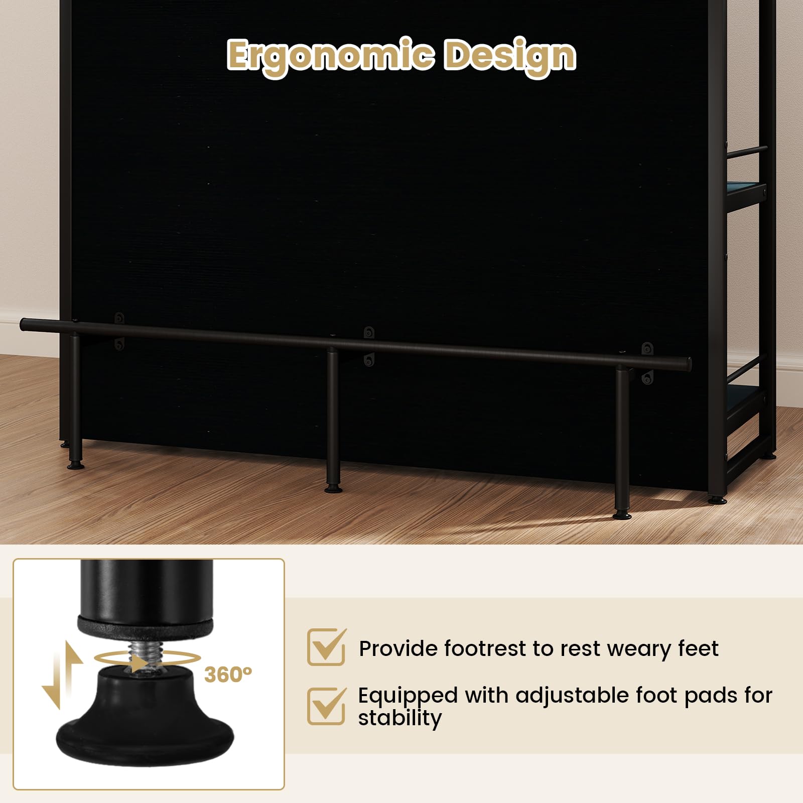GIANTEX Central Cucina con Piano di Lavoro, Tavolo da Bar a 4 Livelli con Porta Bottiglie, Porta Bicchieri, Porta Vino e Supporti per Bicchieri da Piedi, 60 x 120 x 101 cm