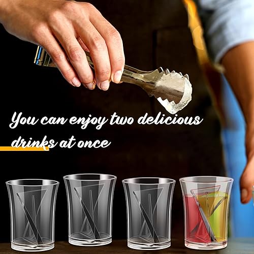 Miniatura 5 de 24 vasos divididos reutilizables de plástico transparente de 2 onzas, vasos de medio disparo para bar, alcohol, despedida de soltera