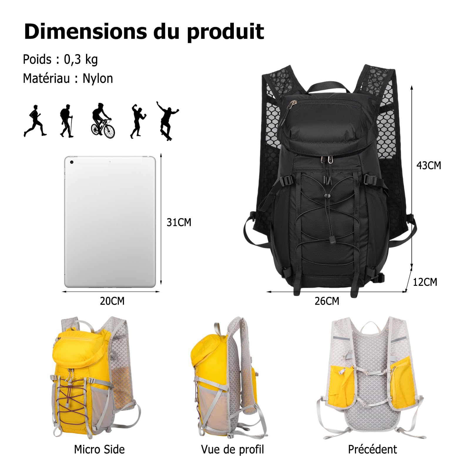 Sac à Dos D'hydratation de Course Léger Respirant Sac à Dos Trail