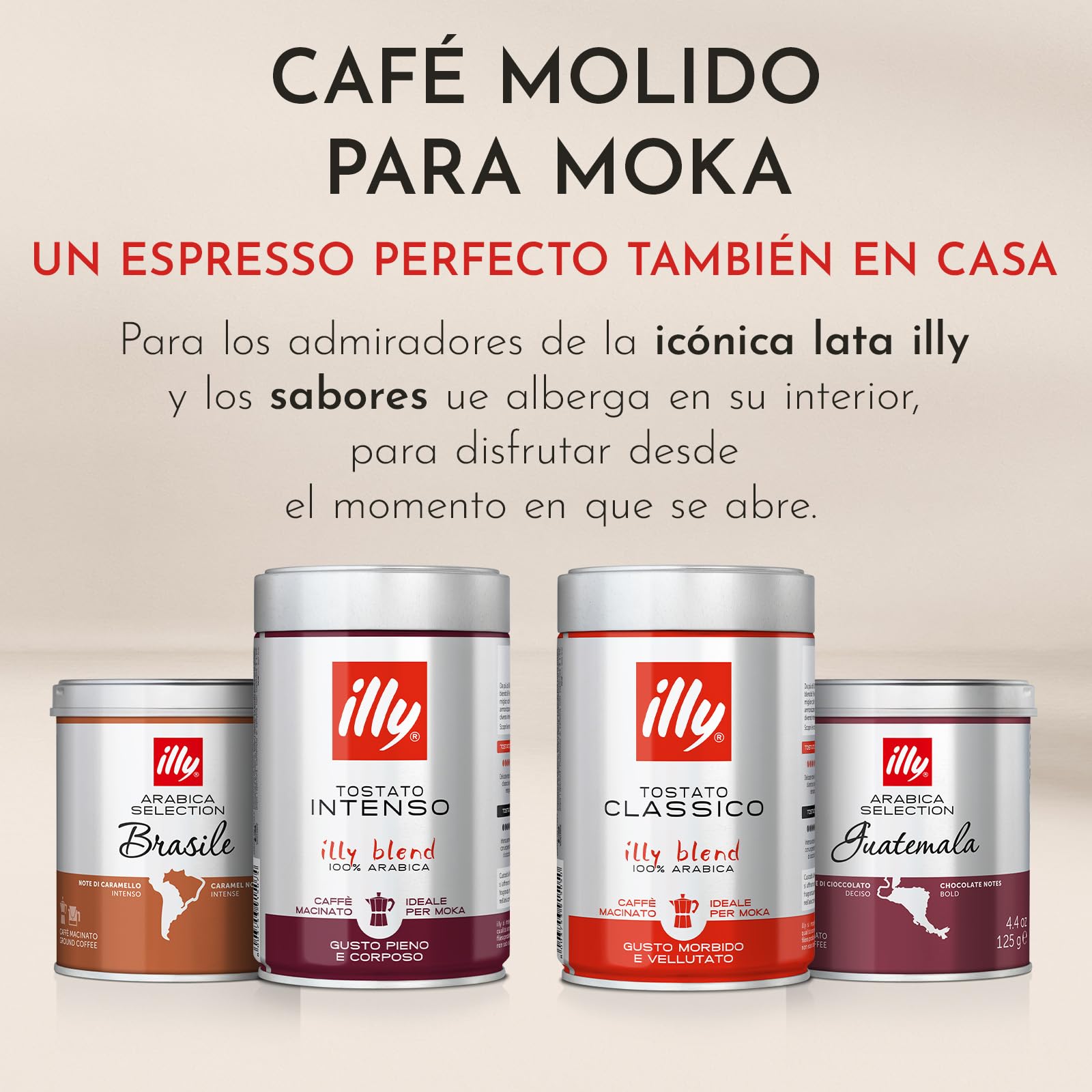 illy, Café Molido para Moka CLASSICO, 12 Latas de 250g | 100% Arábica con Notas de Azahar y Jazmín, Sabor Suave y Sabor Final Dulce, 3 kg Totales