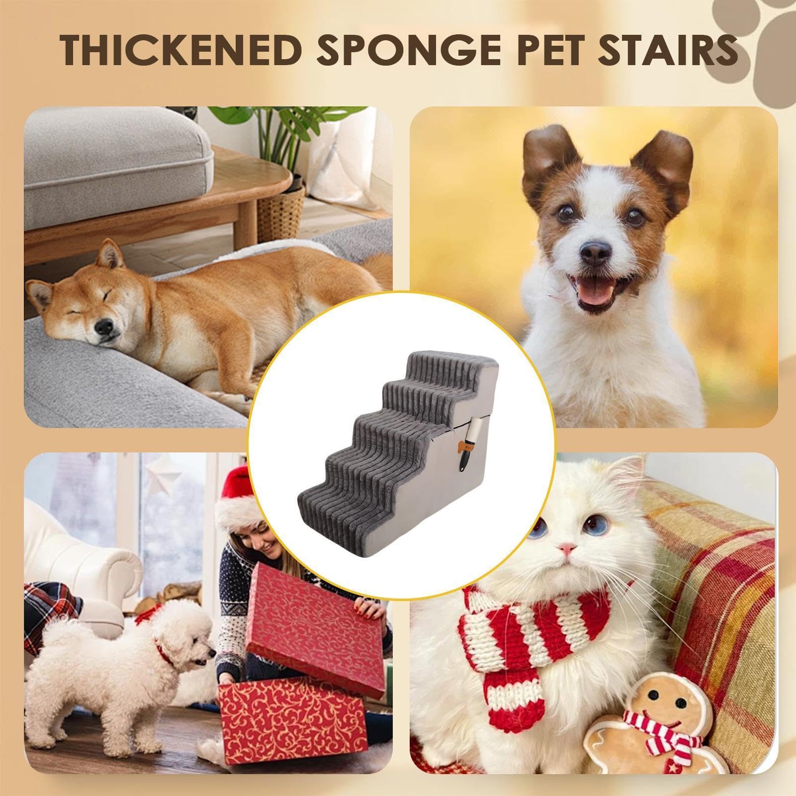 Escaleras para Mascotas Rampa Gruesa Antideslizante Ligera Y Desmontable | Escalón Antideslizante Para Gatos para cachorros, gatos, sofá, sillón, balcón y apartamento de interior