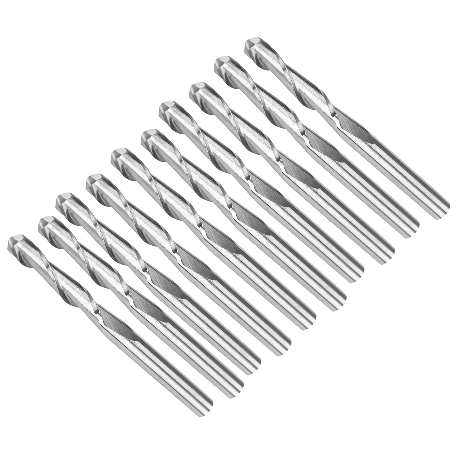 10 szt. Frez z końcówką kulową Podwójny flet Węglikowe bity CNC do cięcia Grawerowanie 3,175 x 17 mm