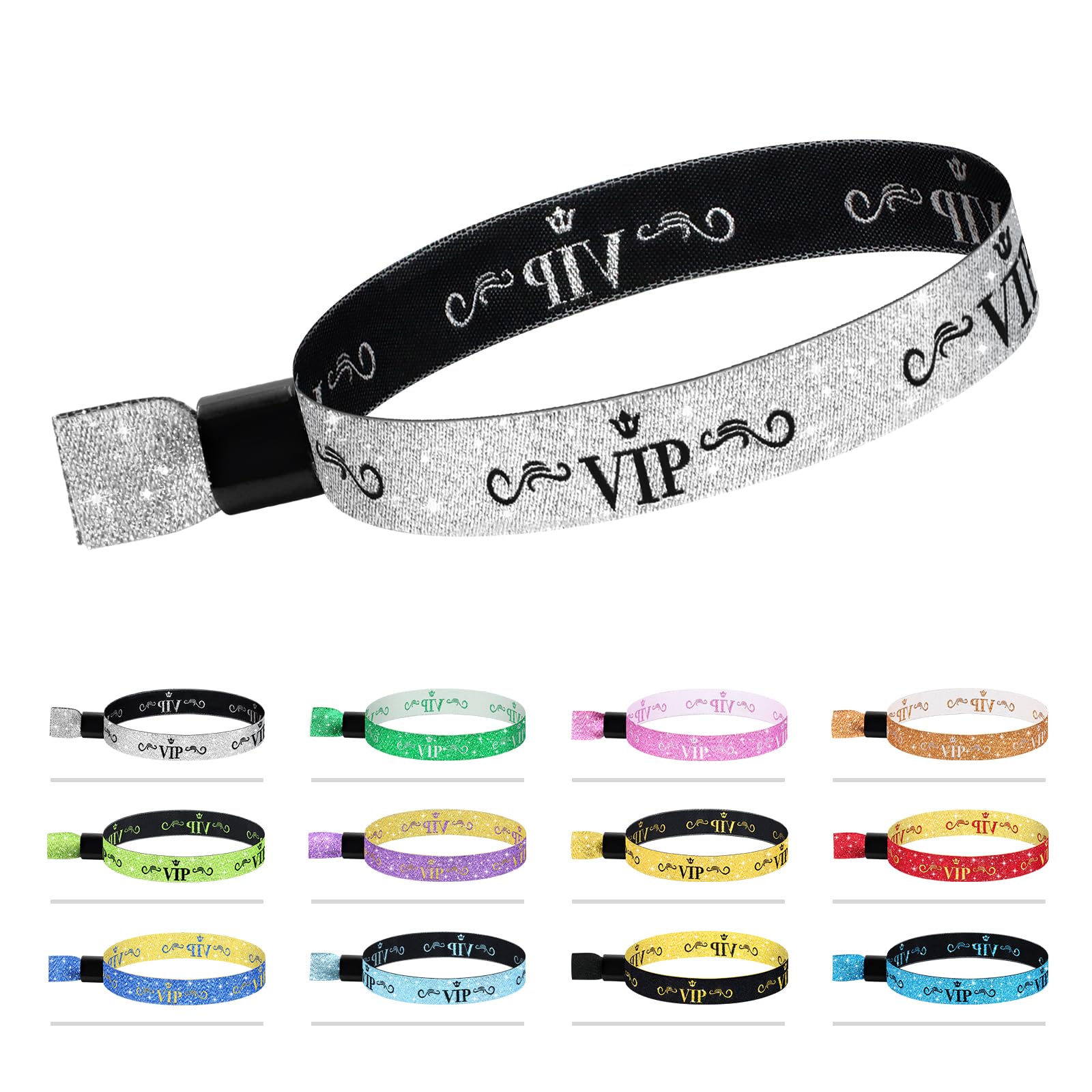 100 Colored Wristbands for Concerts & Parties - Lightweight, Disposable, Silver