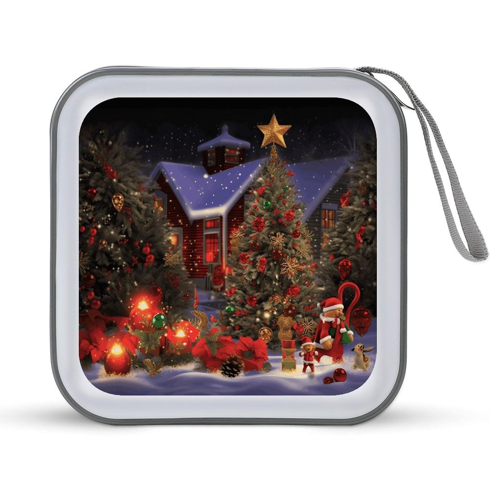 VstaDank - Christmas CD Case with DVD Holder Laptop Charger Holder Large Storage Wallet DVD Disc Storage Bag Hard Plastic Large Capacity 40