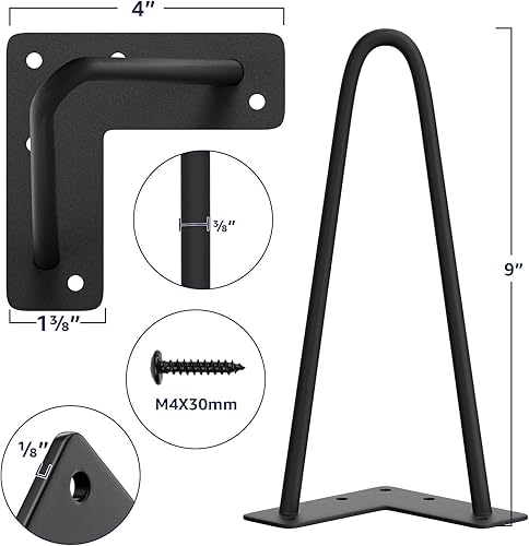 Miniatura 91 de SMARTSTANDARD Patas de muebles de horquilla de alta resistencia de 16 pulgadas, proyectos de bricolaje de metal para mesitas de noche, mesa de café