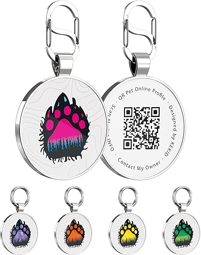 KEKID Etiquetas de identificación de perro QR Clip para mascotas Etiqueta de collar personalizada Etiquetas de identificación inteligente para