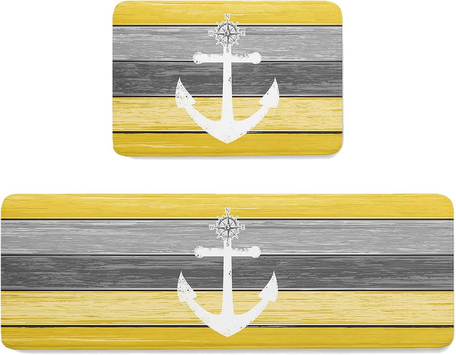 AntiFatigue Kitchen Mats Standing Rugs Set of 2 Nautical