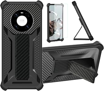 Aroepurt Case for Huawei Mate 40 Pro Phone Case Stand Cover [with Tempered Glass Screen Protector] Hybrid Case [Folding Support Magnetic] [Frosted Anti-Fingerprint] Black