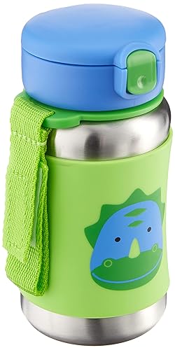 Vaso para bebé con pajita de Skip Hop, botella de acero inoxidable con pajita de zoológico, Dino