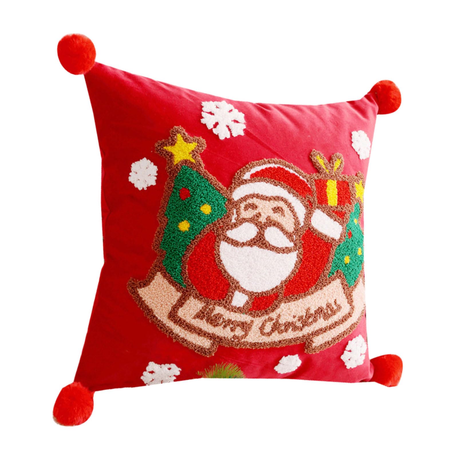 Jazuaiao Christmas Themed Towel Embroidered Pillowcase Throw Pillow Case Soft Comfortable Cushion Sleeve for Home Decoration Towel Embroidery Throw Pillow