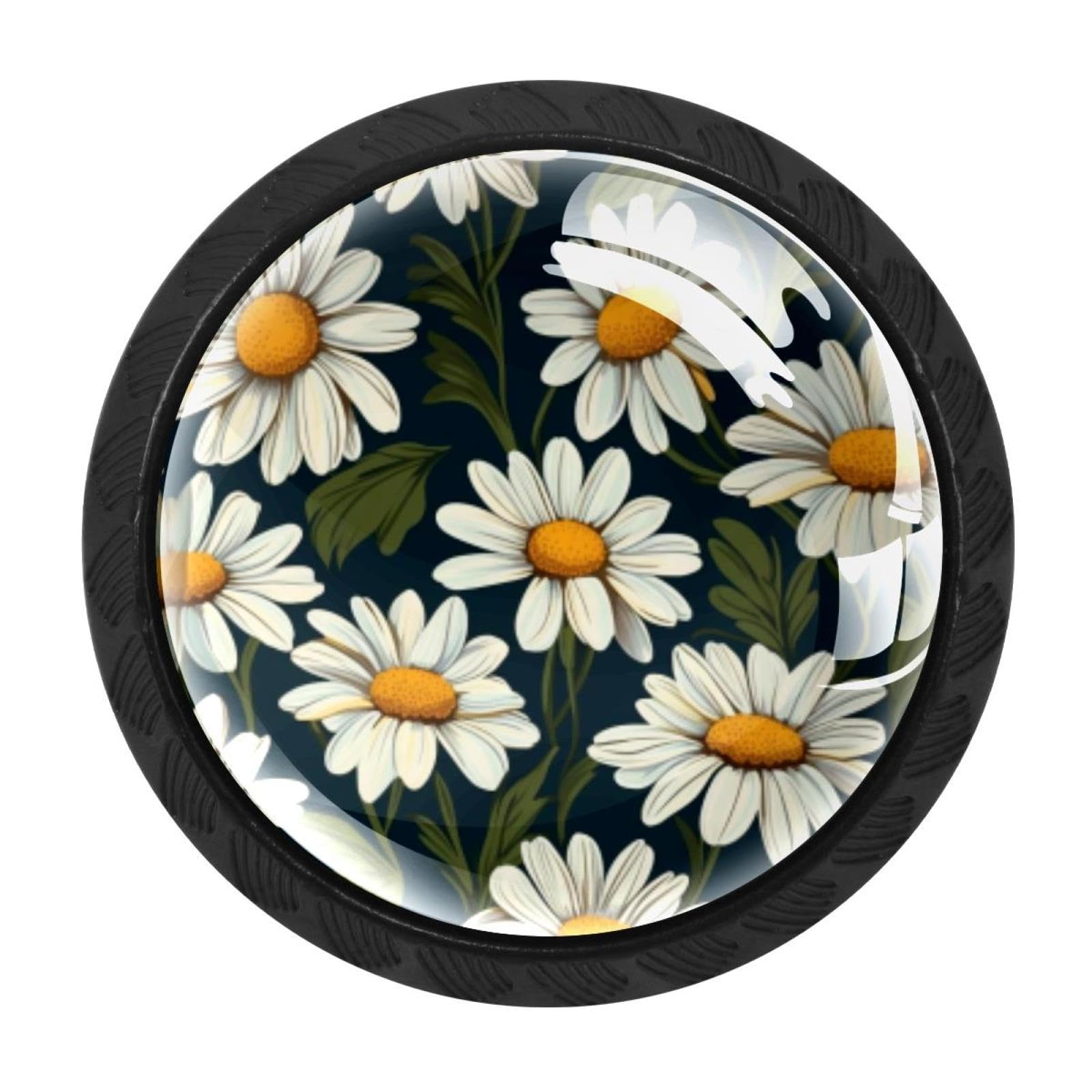 CHENZZZZ Daisy Drawer Knobs 4 Pack Crystal Dresser Knobs 35mm Glass Cabinet Knobs for Home Office Bathroom
