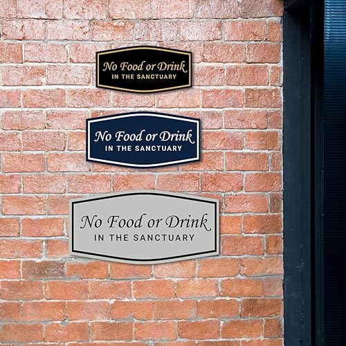 Miniatura 5 de Fancy No Food Or Drink In The Sanctuary Letrero (plata cepillada) - Mediano