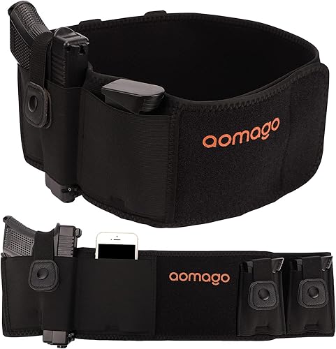 Belly Band Holster for Concealed Carry Aomago Gun Holster for Pistols - Waist Holster Fits Smith and Wesson Glock 19, 17, 42, 43, P238, and Similar