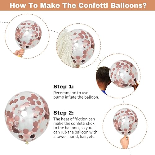 Miniatura 7 de Globos de látex rojo y rosa, paquete de 60 globos de látex de 12 pulgadas, oro rosa, rojo vino, rosa claro, blanco, globos metálicos de confeti de