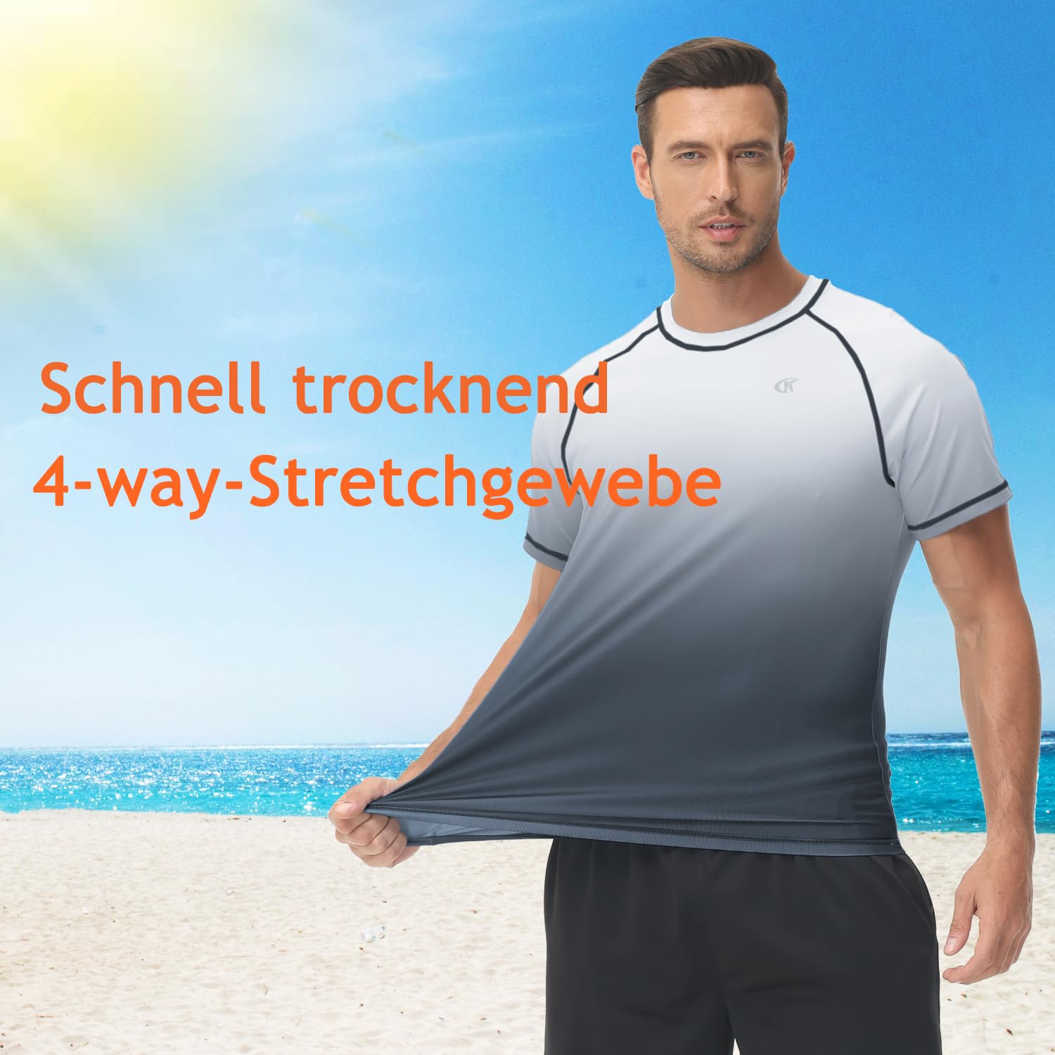 Camiseta Rashguard Hombre UV Manga Corta Secado Rápido Transpirable Surf Natación