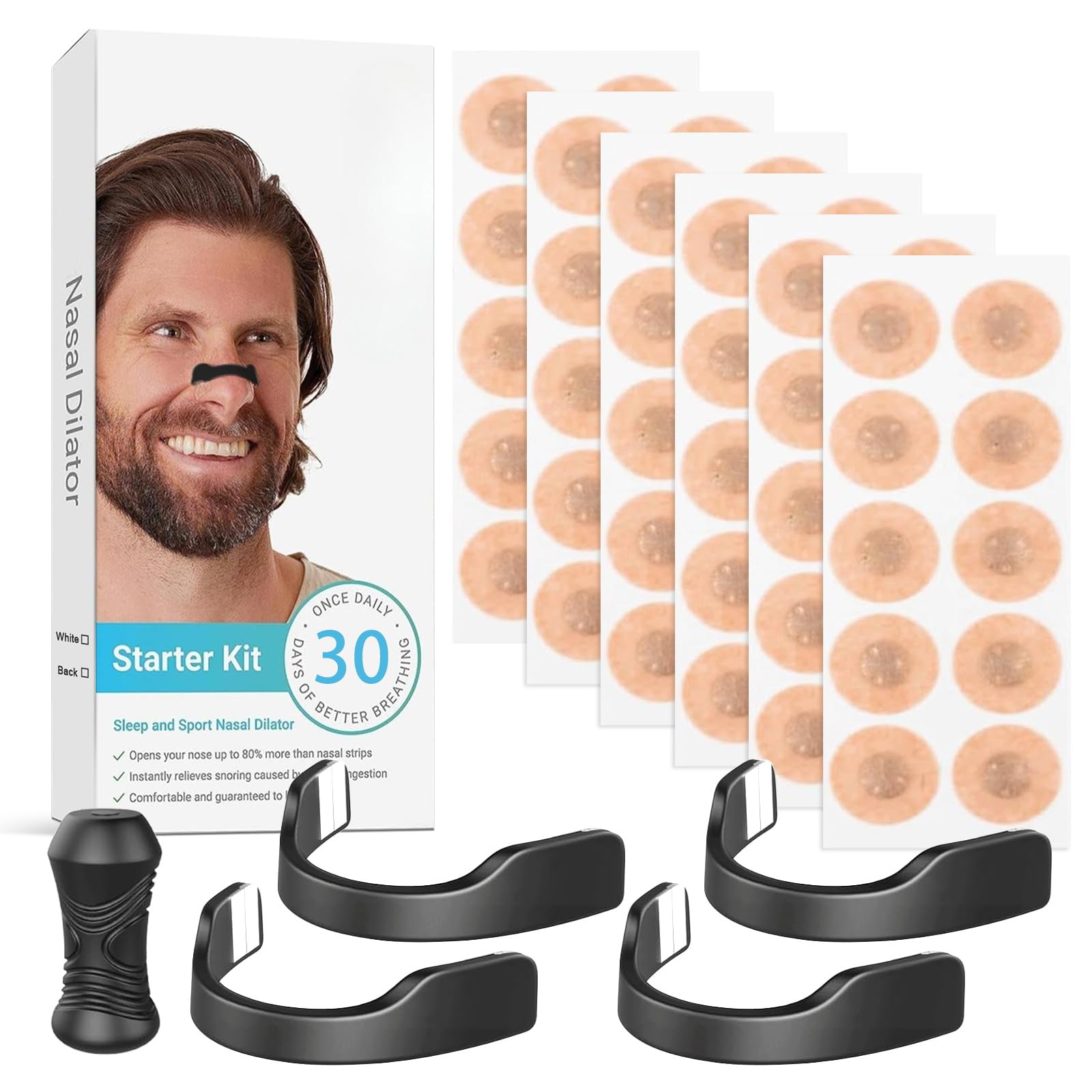 60PCS Magnetic Nose Strips for Breathing, Anti-Snoring Nasal Strips for Men and Women, Comfortable Anti-Snore Aids for Better Sleep, Breathing Nose Magnets for Home, Travel, Business, and Car Use