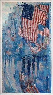 The Avenue in the Rain - Frederick Childe Hassam hand-painted oil painting reproduction,American flag-decorated streets,Office wall decor