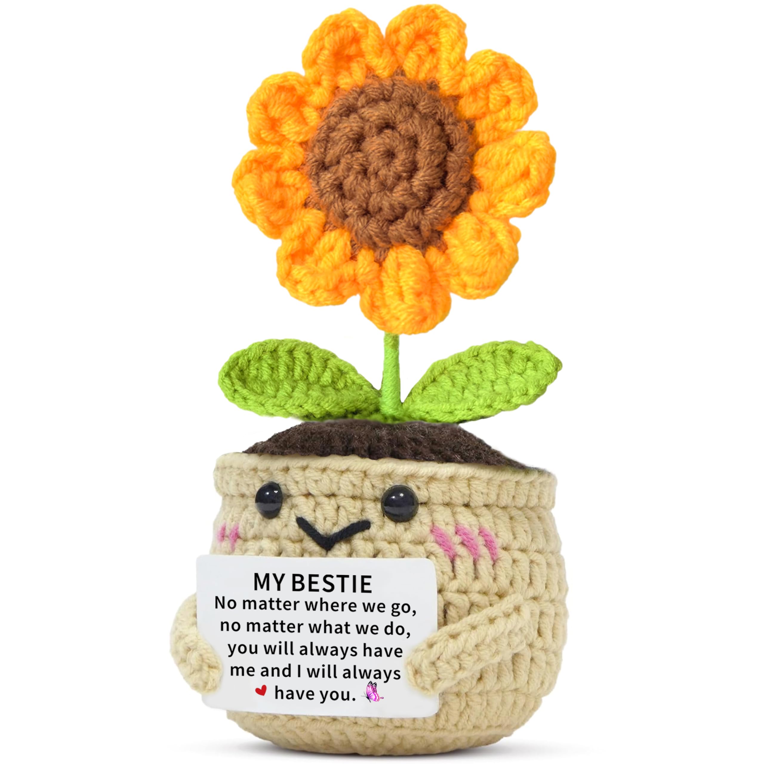 TTOVEN Bestie Gifts Handmade Positive Sunflower Crochet Bestie Birthday Gifts