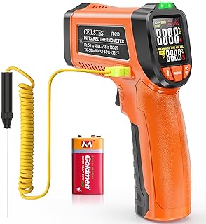 Infrared Thermometer Gun, Non-Contact Digital Laser Temperature Gun, -58°F to 1076°F, Adjustable Emissivity and Max/Min Values for Industrial, Cooking, Griddle,Engine, HVAC (Not for Human)