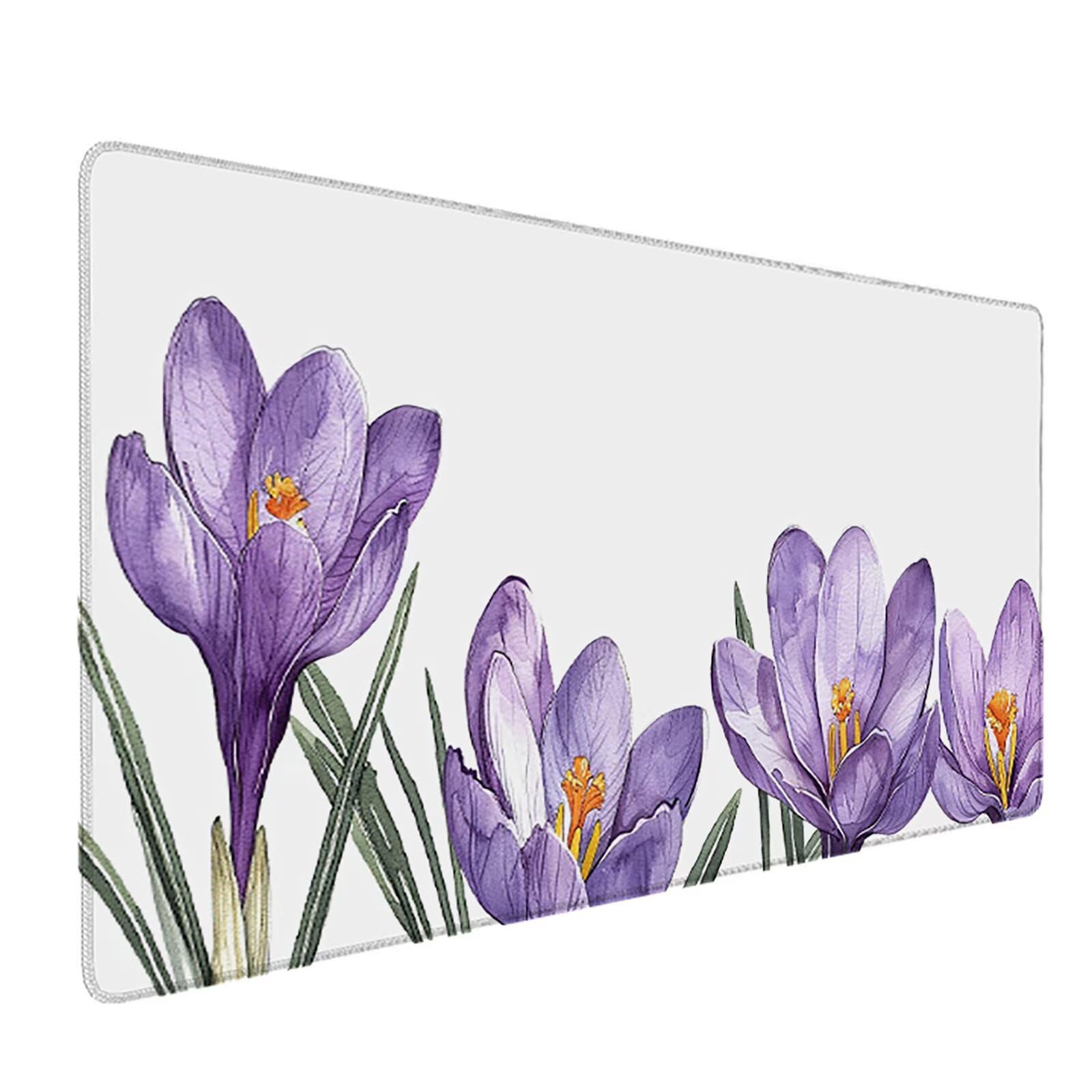 Flor Alfombrilla Ratón Gaming XXL 1500 x 800 mm, Alfombrilla Gaming PúRpura Mousepad con Base de Goma Antideslizante Impermeable Desk Mat para Teclado y Raton Accesorios Gaming, Regalos de Hombre 9-4