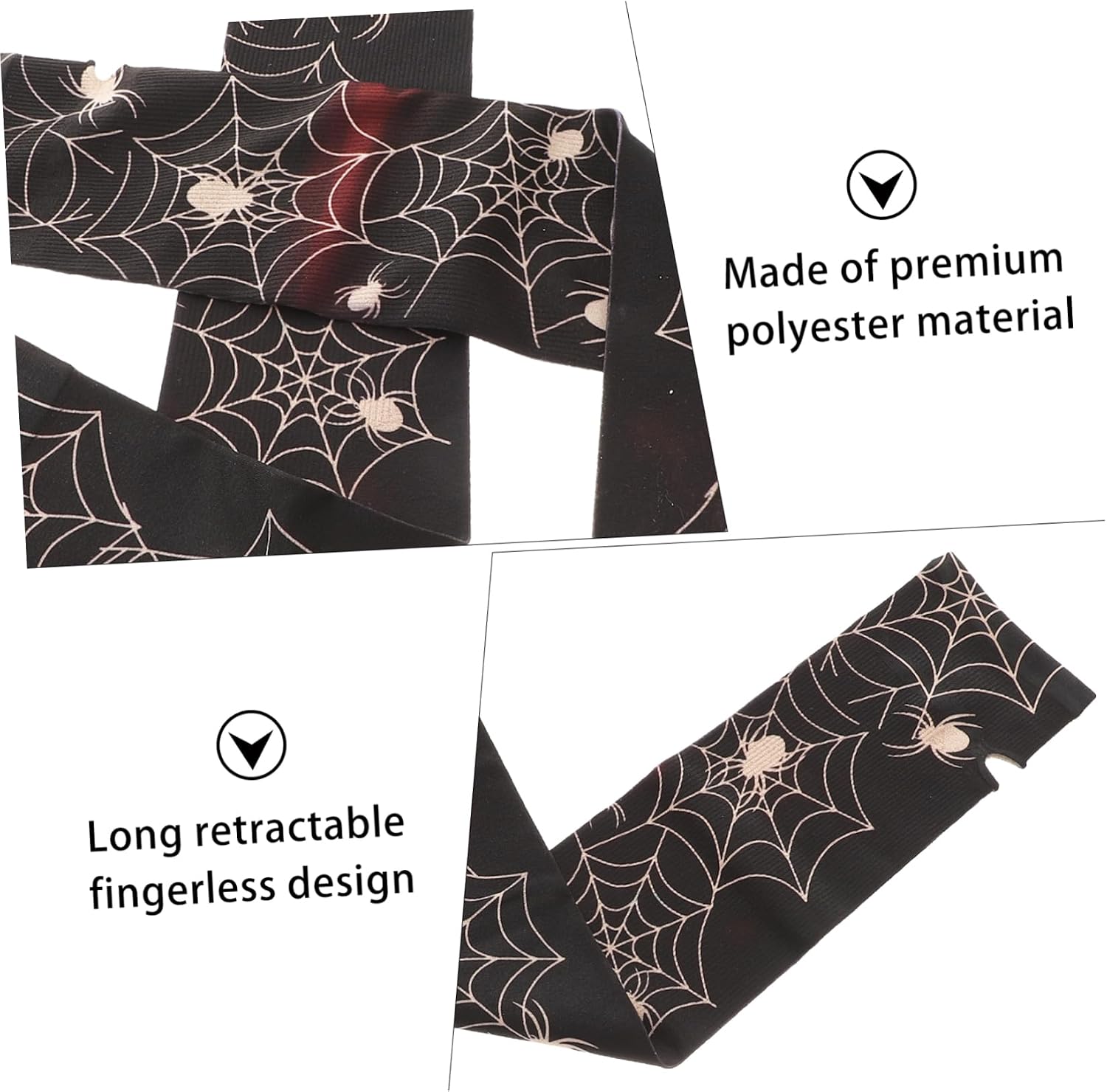 NOLITOY Spider Web Pattern Fingerless Arm Warmers Stretchy Long Gloves for Women and Men Black and White Winter Accessories Cozy Sleeve Covers for Driving and Outdoor Activities