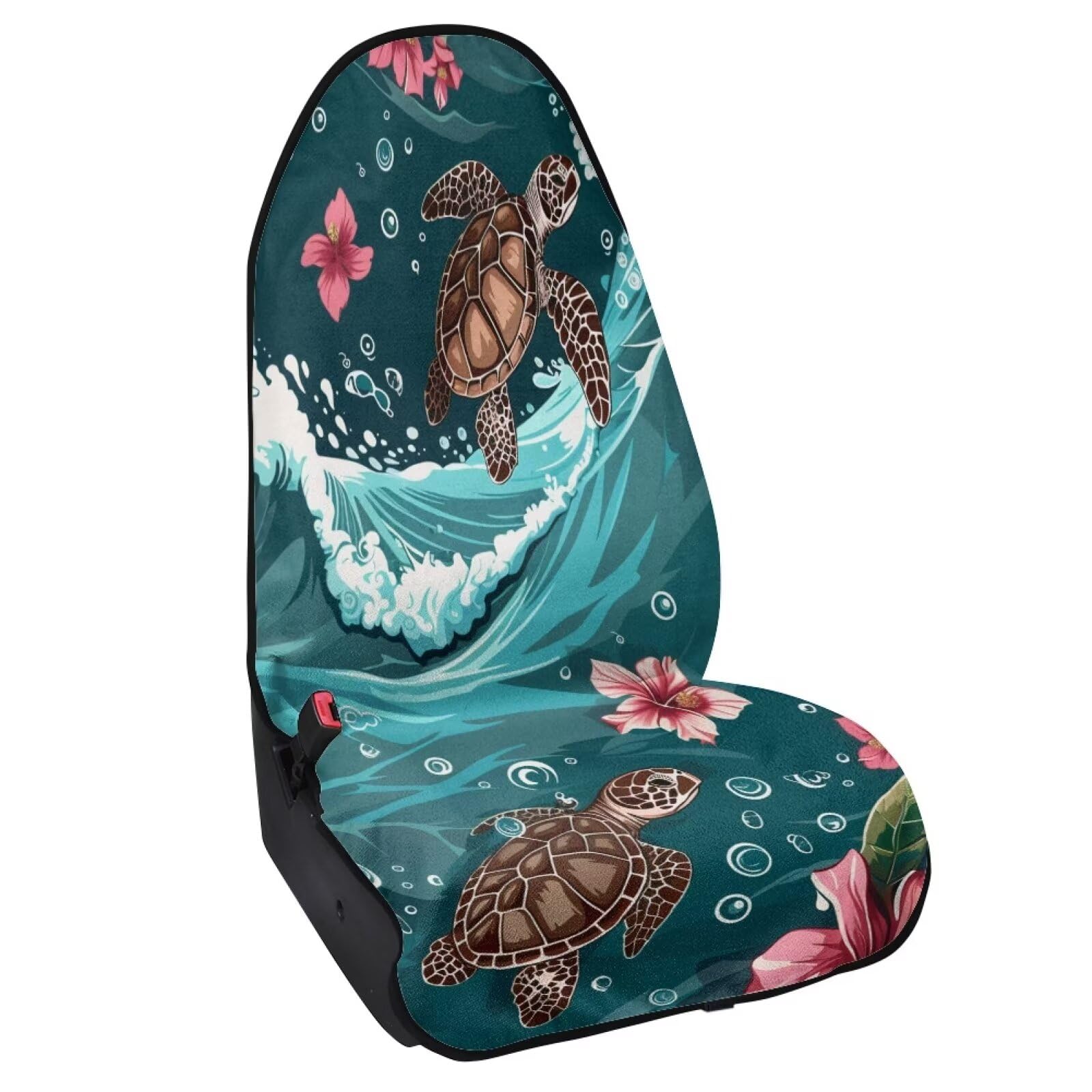 STUOARTE 4 Pack Car Seat Covers - Ocean Sea Turtle Print, Soft Elastic Universal Fit For Cars, SUV, Truck - Protects & Decorates Front & Rear Seats - View #3