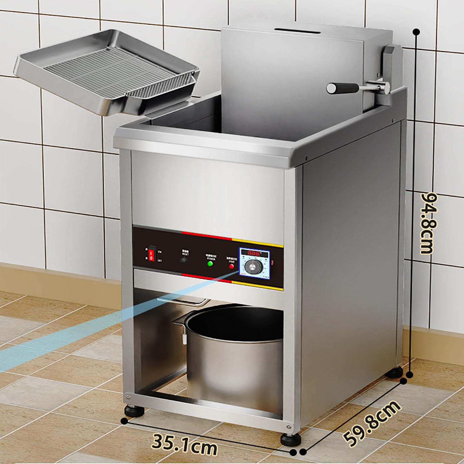 Friggitrice Elettrica da Banco da 20/30 Litri, Friggitrice Professionale da Pavimento con Schermo Digitale ed Elemento Riscaldante in Acciaio Inox 304, per Preparare Vari Cibi Fritt