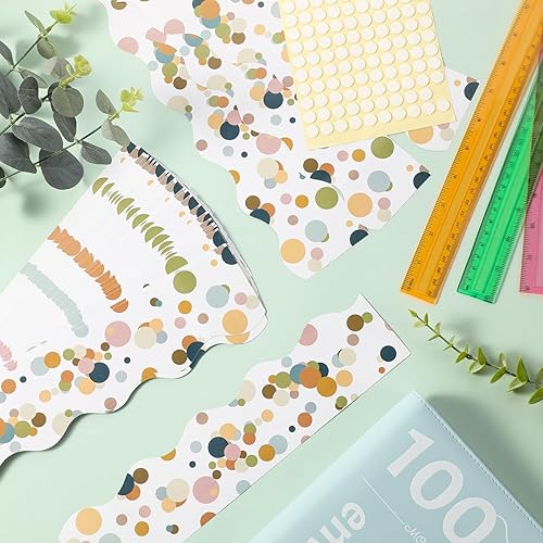 Vista 114 de Containlol Bordes de aula para tablón de anuncios, 118 pies, temática de animales de safari con ribete festoneado, tablero de anuncios colorido