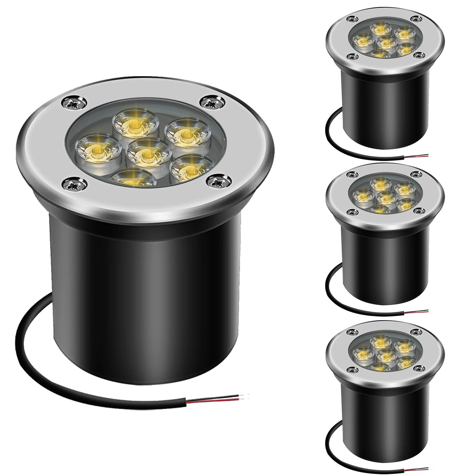 6W Bodeneinbaustrahler Aussen LED Bodenstrahler Garten wegeleuchten außen 12V 24V Landschaftsbeleuchtung IP67 wasserdicht für Aussen Wegbeleuchtung Garten Terrasse Treppen,Warmweiß